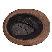 billiga Fedora hatt-Herr Kentucky Derby Hat Halmhatt Solhatt Fedora Trilby hatt Svart Brun Polyester Flätad Streetwear Stylish 1920-talets mode Dagligen Friluftskläder Helgdag Slät Solskyddskräm Mateial som andas