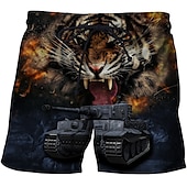 economico Animali &amp; Uccelli-Per uomo Tigre Alfabetico Costume nuoto a pantaloncino Boxer da surf Pantaloncini da mare Vita normale Hawaiano Boho Esterno Per eventi Per uscire Tasche A cordoncino Vita elastica progettista