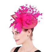 halpa Juhlahatut-fascinators sinamay Häät Teekutsut Kentucky Derby Hevoskilpailu Naisten päivä Vintage Muoti Käsintehty Kanssa Sulilla Päähine Päähineet