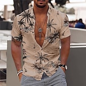 cheap Tropical Plants-Men&#039;s Coconut Tree Aloha Tropical Plants Shirt Summer Hawaiian Shirt Short Sleeve Shirt Turndown Fashion Hawaiian Designer Outdoor Street Casual Light Pink White Yellow Print S M L