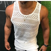 abordables Débardeurs-Homme Débardeur Sous-Vêtements T-shirt sans manches Sans manches Col ras du cou Été Couleur Unie Mode Occasionnel Respirant Extérieur Rue Occasionnel Noir Blanche Rose Claire T-shirt haut de gamme