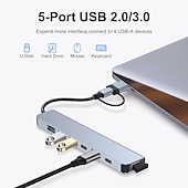 cheap USB Hubs-4/7/8 In 1 USB3.0 Type C Extender Hub Docking Station Multi USB Splitter Multiport Adapter USB 3.0 2.0 TF SD Reader Slot For for Mac Pro Mini iPad Pro Surface Pro lash Drive Mobile HDD