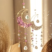 ieftine Prinzător de Vise-apărător de vise cu lună colorată atrăgător de soare de cristal clopoțel de vânt cadou realizat manual clopoțel de vânt ornament pentru agățat decor în aer liber