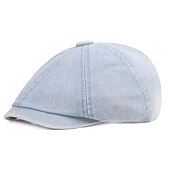 tanie Czapki męskie-Męskie Beret Kapelusz gazeciarza Czarny Niebieski Jeans Moda miejska Elegancki Codzienny Na zewnątrz Codzienny Wyjściowe Równina Filtr przeciwsłoneczny