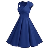 cheap Outfits-Retro Vintage 1950s Rockabilly A-Line Dress Flare Dress Christmas Party Dress Polka Dot Women&#039;s Party / Evening Masquerade Bachelorette Party Adults&#039; Dress Earrings Headwear Spring &amp; Summer