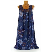 ieftine Rochii de Vacanță-rochie schimbătoare damă rochie până la genunchi alb negru verde armată fucsia bleumarin fără mâneci imprimeu floral primăvară vară gât rotund fierbinte casual boho lejer 2023 m l xl xxl 3xl 4xl 5xl