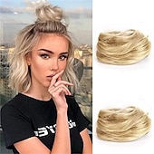 economico Chignon-2pcs mini artiglio finto spazio capelli chignon clip in chignon disordinato capelli sintetici chignon ciambella estensioni chignon parrucca accessorio coda di cavallo pezzi di capelli updo per donne