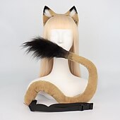 abordables Accesorios para el peinado del cabello-disfraz de halloween diadema con orejas de león y conjunto de cola divertidos sombreros de fiesta orejas de león y conjunto de cola y pata disfraz de león orejas diadema diademas de animales con
