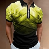 tanie Męska koszulka polo geometryczna-Męskie Geometryczny Koszulki polo z zamkiem błyskawicznym Koszula golfowa Krótki rękaw Koszulki polo Koszule z kołnierzykiem Codzienny Ubrania wakacyjne Ubrania formalne Ubrania festiwalowe Druk 3D