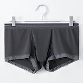 preiswerte Boxershorts für Herren-Herren 3 Pack Unterwäsche Boxer Slip Nylon Eis-Seide Atmungsaktiv Waschbar Komfortabel Glatt Mittlere Hüfthöhe Schwarz Weiß
