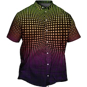 cheap Men&#039;s Plus Size Shirts-Men&#039;s Plus Size Shirt Big and Tall Optical Illusion Turndown Buttons Short Sleeve Spring &amp; Summer Tropical Fashion Outdoor Vacation Tops