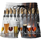baratos Comida &amp; Bebidas-Homens Estampas Abstratas Cerveja Calção de Banho Bermuda de Surf Shorts de Natação Cintura Média Moda Roupa de rua Casual Ao ar livre Diário Feriado Bolsos Com Cordão Cintura elástica Designer Roupa