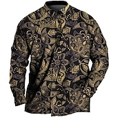 economico Camicie taglie forti da uomo-Per uomo Taglie Forti Camicia Grande e alto Stampe Grafiche Collo ripiegato Bottoni Manica Lunga Primavera &amp; Estate Sport Moda Streetwear Designer All'aperto Vacanza Top