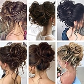 abordables Chignons-griffe chignon désordonné morceaux de cheveux clip ondulé cheveux bouclés chignon clip dans les postiches chignon ébouriffé beignet chignon synthétique faux cheveux queue de cheval pour femmes filles