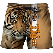 economico Animali &amp; Uccelli-Per uomo Tigre Alfabetico Costume nuoto a pantaloncino Boxer da surf Pantaloncini da mare Vita normale Hawaiano Boho Esterno Per eventi Per uscire Tasche A cordoncino Vita elastica progettista