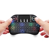 cheap Keyboards-Mini Wireless Keyboard with Multi-touch Touchpad 7 Colors Backlight Wireless Touchable Remote Control for Smart TV Box Desktop Touchpad PC