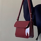 ieftine Genți Poștaș-Pentru femei Geantă Crossbody Piele lăcuită PU piele Birou Zilnic Impermeabil Respirabil Durabil Culoare solidă Negru Roșu-aprins