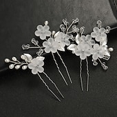 abordables Accessoires de coiffure-3/5 pièces peigne à cheveux de mariage épingles à cheveux de mariée ensemble argent cristal perle cheveux côté peigne en forme de u fleur strass mariage cheveux accessoires pour mariée demoiselle