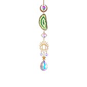 economico Acchiappasogni-fetta di agata geode cristallo sun catcher, creatore di arcobaleno, prisma finestra di cristallo appeso, strega suncatcher windchime wall decor, boho home decor