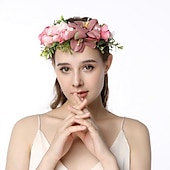 economico Accessori per acconciature-fascia del fiore rosa corona floreale di boho cerchio dei capelli della ghirlanda copricapo della boemia copricapo donne del copricapo corona delle ragazze fasce per capelli a foglia decorazione del