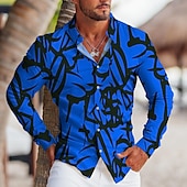 cheap Geometric Pattern-Men&#039;s Geometric Pattern Geometry Shirt Button Up Shirt Long Sleeve Tropical Fashion Designer Outdoor Casual Daily Fall &amp; Winter Turndown Print Button-Down Yellow Red Blue Green