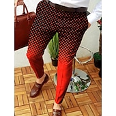 preiswerte Chinos-Herren Hose Hosen Chinesisch Chino Jogginghosen Patchwork Zip Tasche Grafik-Drucke Geometrie Geschäft Casual Hose Punk &amp; Gothic Schlank Gelb Rote Mikro-elastisch