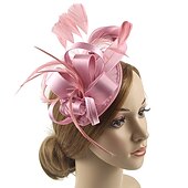 levne Fascinátoři-Čelenky Fascinátory Klobouky  Polyamidový klobouk Fedora Klobouk s plochým vrškem Podzimní svatba Městská párty  Večerní dovolená Čajová párty Dostih Vintage Elegantní s peřím Appliques Hlava