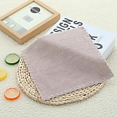 cheap Dish Towel-Coral Velvet Square Towel Kitchen Dishcloth Soft Absorbent Small Handkerchief Plain Color Saliva Towel Baby And Children Hand Towel