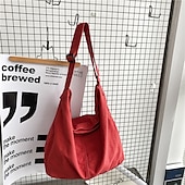 tanie Torby na ramię-Damskie Torba przez ramię Torba na ramię Płócienna torba na ramię Płótno Codzienny Święto Zamek Duża pojemność Wodoodporny Oddychający Jednokolorowe Balck Biały Czerwony