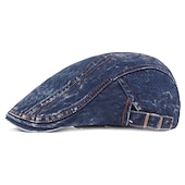 cheap Men's Hats-Men's Flat Cap Black Blue Denim Streetwear Stylish 1920s Fashion Outdoor Daily Going out Plain Warm