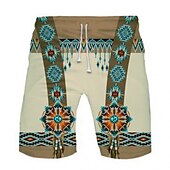 baratos Retro Vintage &amp; Ética-Homens Gráfico Cultura indiana Calção de Banho Bermuda de Surf Shorts de Natação Cintura Média Havaiana Étnico Boho Casual Diário Feriado Com Cordão Cintura elástica Impressão 3D Designer Roupa