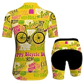 abordables Conjuntos de Ropa de Mujer-Mujer Maillot de Ciclismo con Culotte Manga Corta MTB Bicicleta Montaña Ciclismo Carretera Amarillo Azul Morado Graphic Bicicleta Licra Deportes Ropa