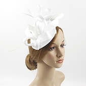 levne Fascinátoři-Čelenky Fascinátory Klobouky  Polyamidový klobouk Fedora Klobouk s plochým vrškem Podzimní svatba Městská párty  Večerní dovolená Čajová párty Dostih Vintage Elegantní s peřím Appliques Hlava