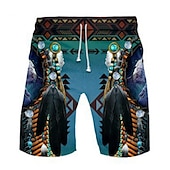 baratos Retro Vintage &amp; Ética-Homens Gráfico Cultura indiana Calção de Banho Bermuda de Surf Shorts de Natação Cintura Média Havaiana Étnico Boho Casual Diário Feriado Com Cordão Cintura elástica Impressão 3D Designer Roupa