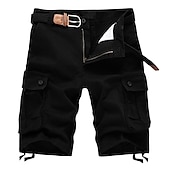 preiswerte Klassiker-Herren Cargo Shorts Kurze Hosen Shorts Kurze Hosen Kurze Hose für Wanderer Multi Pocket Gerade geschnitten 6 Tasche Feste Farbe tragbar Kein Eisen Kurz Casual Täglich Chino Lose Armeegrün Schwarz