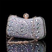 olcso Retikülök és estélyi táskák-női többszínű kristályos estélyi clutch – luxus strasszos kézitáska gyöngykapoccsal és láncpánttal gálákra, esküvőkre és hivatalos eseményekre