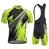 economico Set di abbigliamento da uomo-Per uomo Maglia con salopette corta da ciclismo Manica corta Ciclismo da montagna Cicismo su strada Giallo Rosso Blu Geometrico Bicicletta Completo tuta Pad 3D Traspirante Asciugatura rapida Tasca