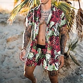 abordables Ensembles de chemises imprimées pour hommes-Homme Léopard Impressions Graphiques Ensembles de chemises Ensemble Chemise Chemise hawaïenne Chemise Aloha Manche Courte Col Rabattu Mode Hawaïen Occasionnel Extérieur Vacances Occasionnel