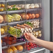 economico Stoccaggio cucina-frigorifero cassetto portaoggetti pannello divisorio scatola portaoggetti verdura e frutta scatola per la conservazione della freschezza domestica grande capacità di stoccaggio trasparente
