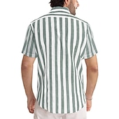 billige skjorte for menn-Herre Skjorte Uformell skjorte Stripete skjorter grå blå Svart Blå Grønn Grå Kortermet Stripe Aftæpning utendørs Dagligdagstøy Trykt mønster Klær Polyester Mote Gatemote Fritid