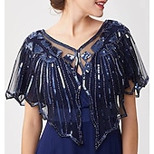 preiswerte Schals &amp; Umhänge-Goldene Zwanziger 1920er Retro Vintage Flapper-Schals Der große Gatsby Hochzeitsgast Pailletten Kostüm Damen Hochzeit Hochzeitsgast Party-Abendmode Erwachsene Schal