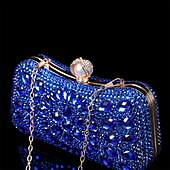 olcso Retikülök és estélyi táskák-női többszínű kristályos estélyi clutch – luxus strasszos kézitáska gyöngykapoccsal és láncpánttal gálákra, esküvőkre és hivatalos eseményekre