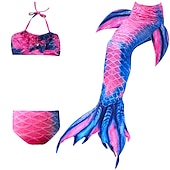 voordelige Zeemeermin badpak-Kinderen Voor meisjes Zeemeermin zwemkleding Zwempak Bikini Prestatie Thema feest Kleurrijk Aanbiddelijk Strandstijl Halster Badpakken 4-12 jaar Zomer Meerkleurig