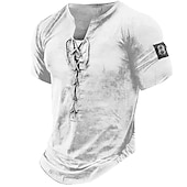 abordables Camisetas vintage-Hombre Henley Shirt Tee Graphic Número Henley Ropa Impresión 3D Diario Deportes Manga Corta Acordonado Estampado Moda Elegante Vintage Casual