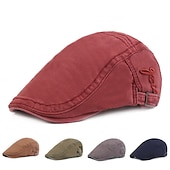 abordables Sombreros de hombre-Hombre Gorra Plana Negro Rojo Algodón Moda Ropa de calle Elegante Moda de los años 20 Exterior Diario Noche Plano Templado