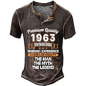 preiswerte Lustige Wörter-Herren Graphic Buchstabe &amp; Nummer Henley Shirt Tee Kurzarm 3D-Druck Modisch Designer Komfortabel Outdoor Casual Täglich Frühling &amp; Herbst Schwarz Marineblau Armeegrün Kaffee Henley Henley T-Shirt