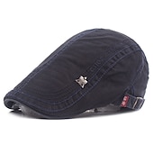 cheap Men&#039;s Hats-Men&#039;s Flat Cap Black Navy Blue Cotton Fashion Streetwear Stylish 1920s Fashion Outdoor Daily Going out Letter Warm