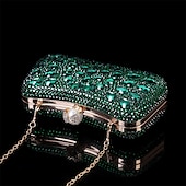 olcso Retikülök és estélyi táskák-női többszínű kristályos estélyi clutch – luxus strasszos kézitáska gyöngykapoccsal és láncpánttal gálákra, esküvőkre és hivatalos eseményekre