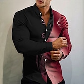ieftine Cămăși de rochie pentru bărbați-Bărbați Cămașă Cămașă de Costum În aer liber Casual Roșu-aprins Albastru piscină Auriu Gri Manșon Lung Răsfrânt Toamna iarna Îmbrăcăminte Imprimeu