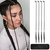cheap Ponytails-Braid Hair Extensions 4 PCS Baby Braids Front Side Bang Curtain Bang Clip in Hair Extensions Long Braided Hair Piece Natural Soft Synthetic Hair for Women Daily Wear 20 Inch Cool Light Blonde